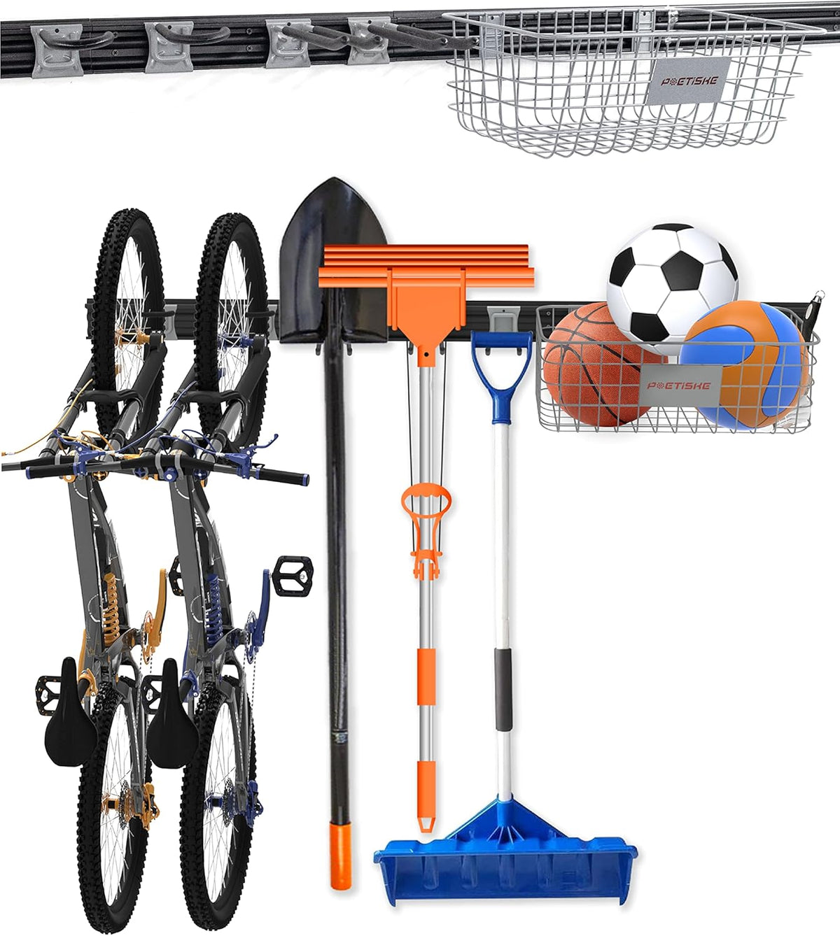 Garage Tool Organizer Wall Mount 6PC Heavy Duty Hook 3PC Utility Rack Pack of 2 D8236