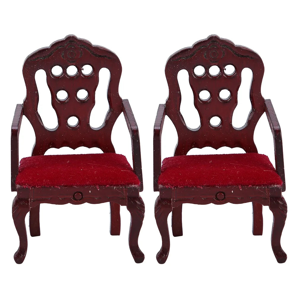 Red Wooden Dollhouse Sofa Chair Set S147