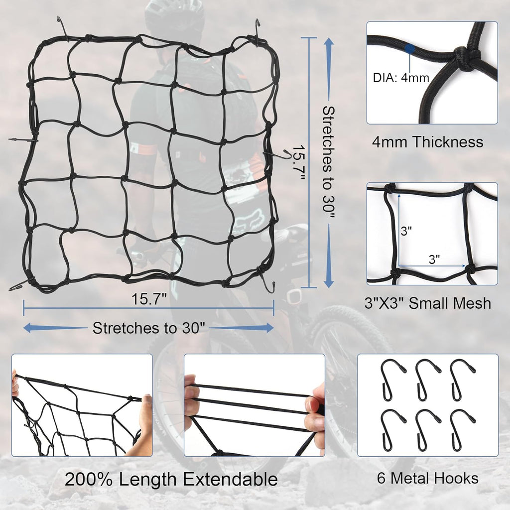 Rear Bicycle Rack with Luggage Clip & Cargo Net, Height Adjustable, 66lbs Capacity U857151