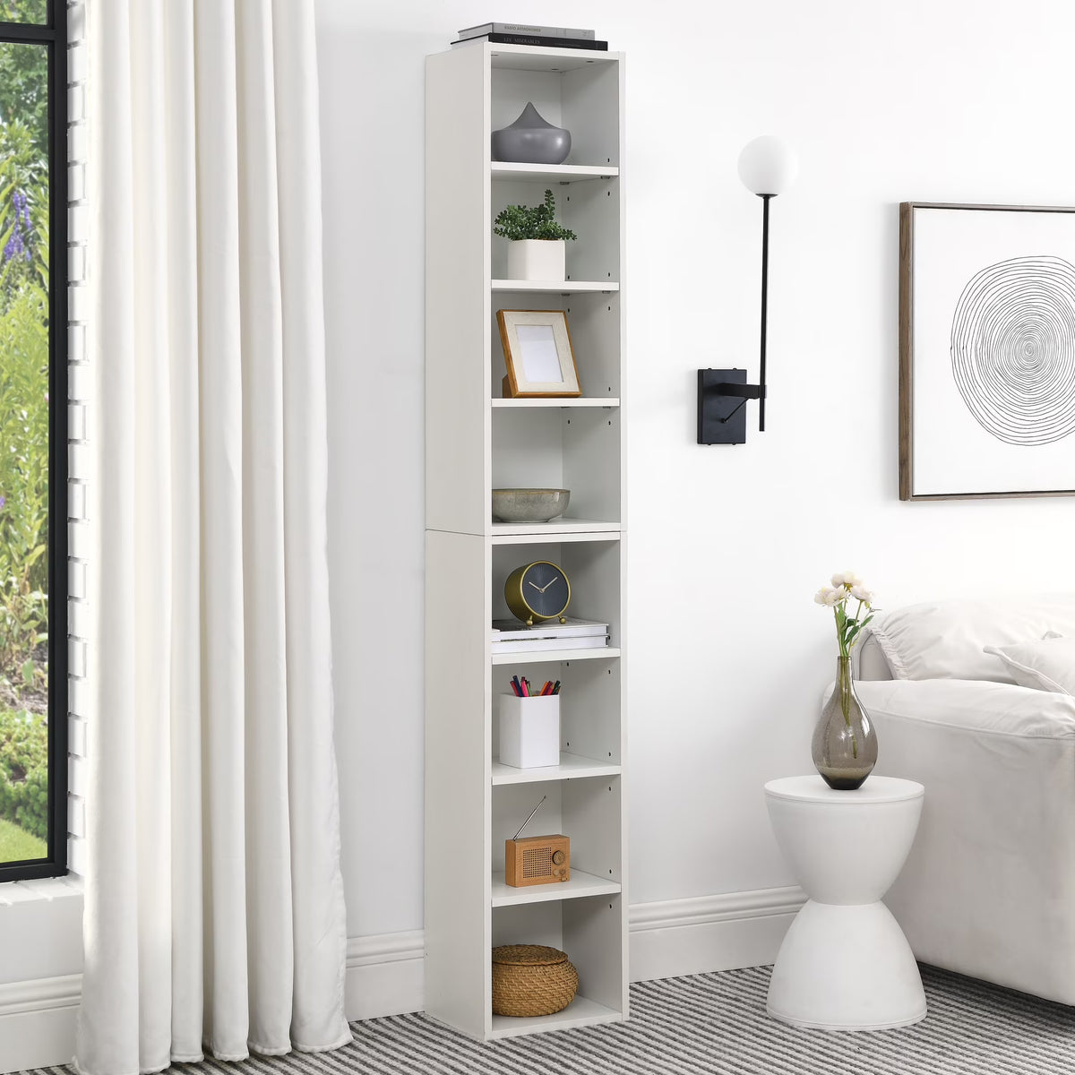8-Tier Media Tower Rack Storage Cabinet with Adjustable Shelves J299