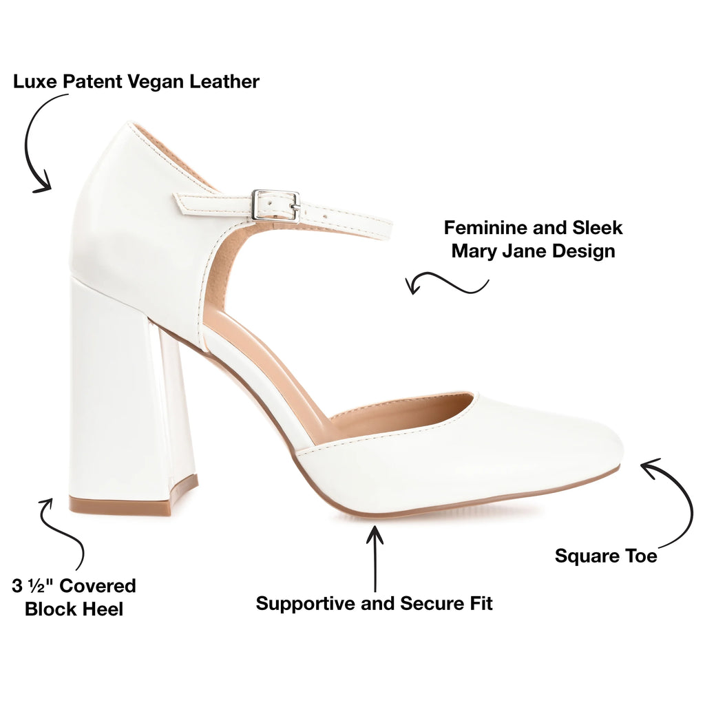Womens Wide Width Mary Jane Mid Block Heel Square Toe Pumps B886562