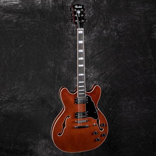 Brown Semi-Hollow Body Electric Guitar with F-Hole W93341
