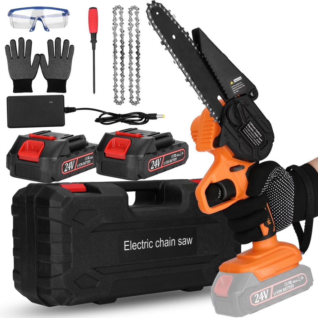 Battery Powered 6-inch Mini Chainsaw with 2 Batteries 2 Chains P48906