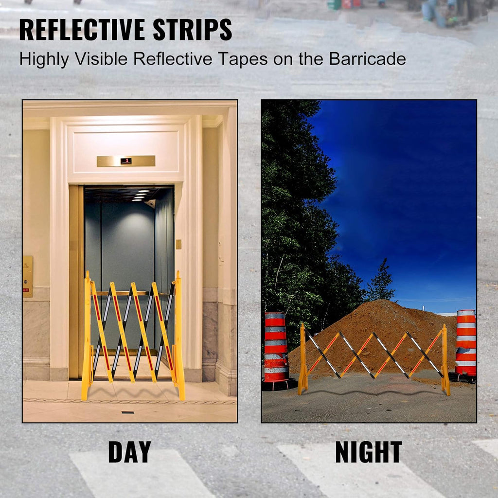 Expandable Mobile Plastic Safety Barricade 8.3ft Width 38” Height with Reflectors with 1 Chain L209976