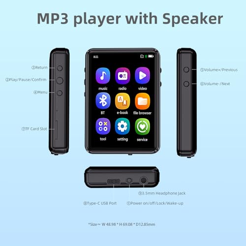 Black 32GB Bluetooth MP3 Player with Touch Screen E558