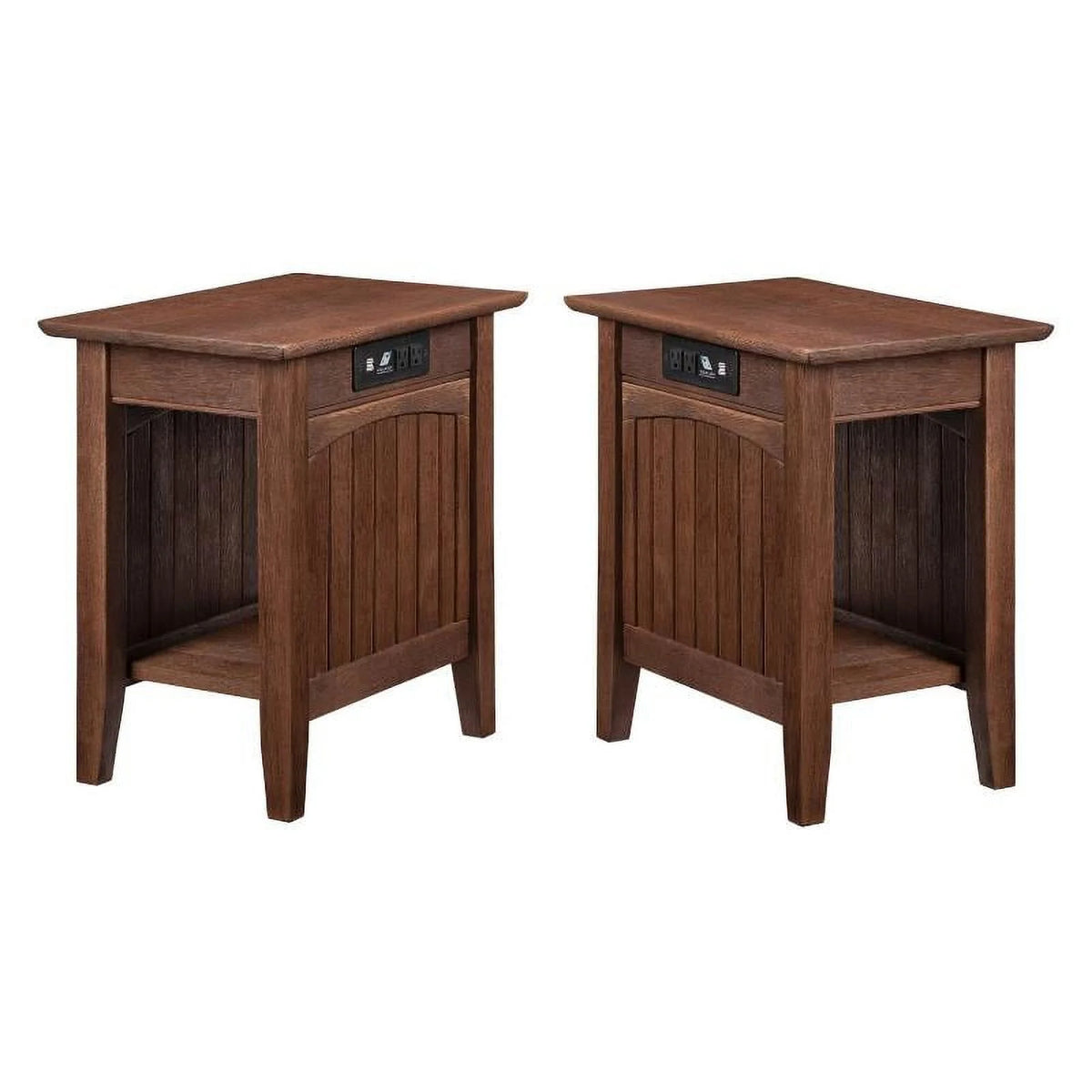 2 Piece Wood End Table Set in Burnt Amber U6145