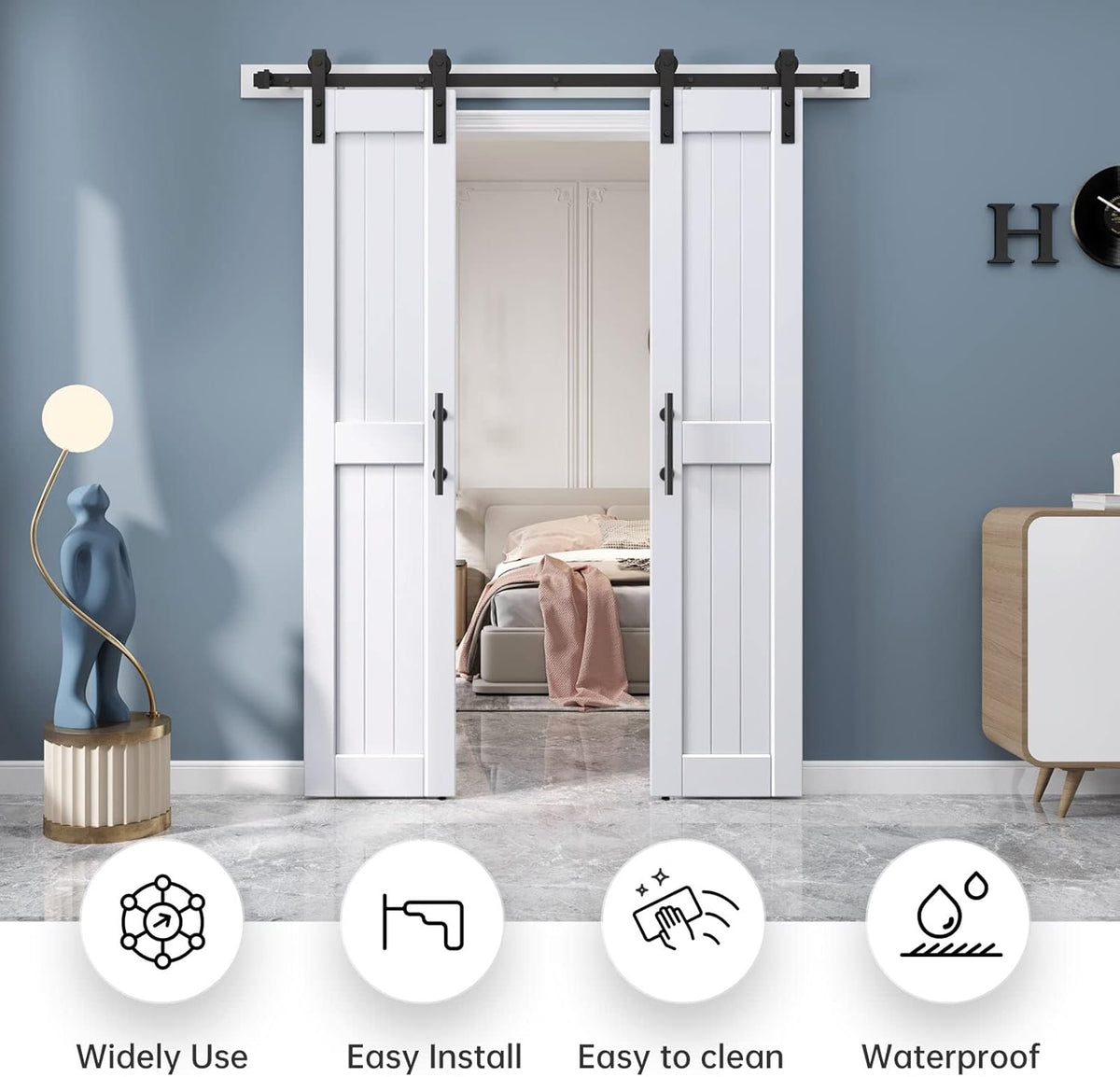 White Barn Door with Sliding Door Hardware A2243