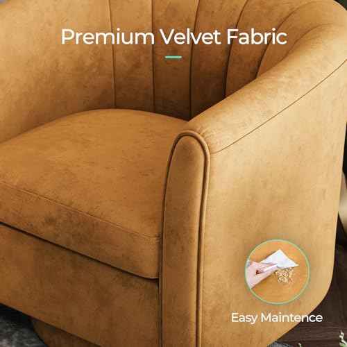 Yellow Velvet Swivel Accent Chair with Ottoman L31997
