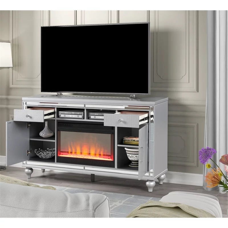 Solid Wood TV Stand With Electric Fireplace D874132