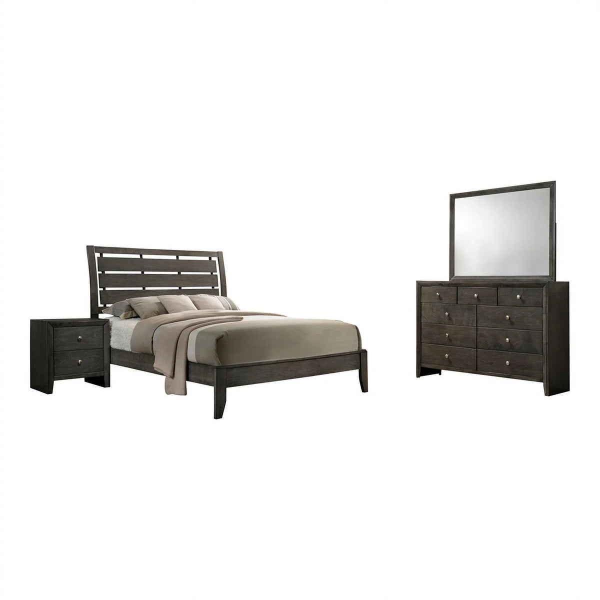 4-piece Wood Eastern King Sleigh Bedroom Set B274924