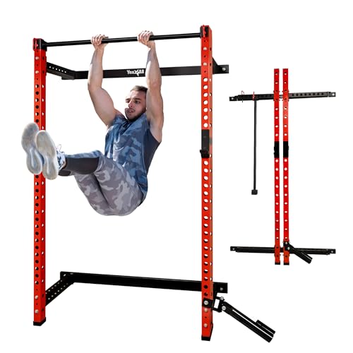 2" x 2" Steel Folding Wall Mounted Squat Rack with Pull-Up Bar O16912