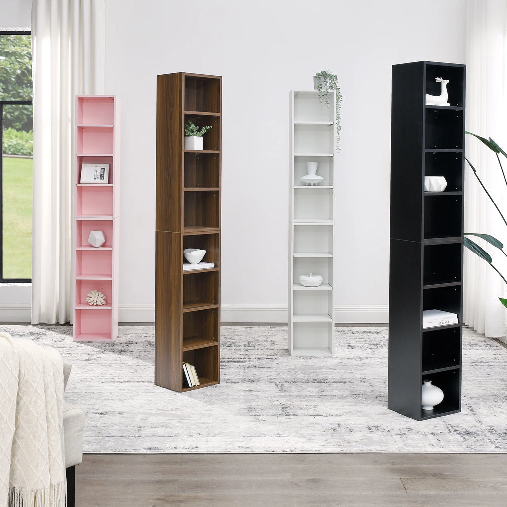 8-Tier Media Tower Rack Storage Cabinet with Adjustable Shelves J299