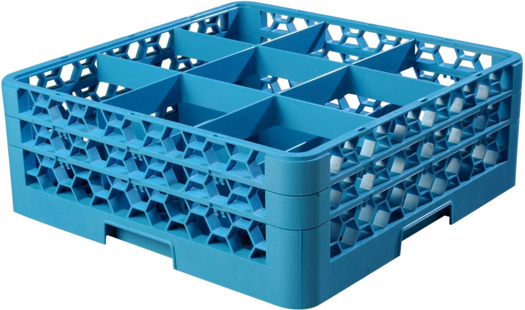 9 Compartment Glass Rack with 2 Extenders, Blue (Pack of 3) M322455