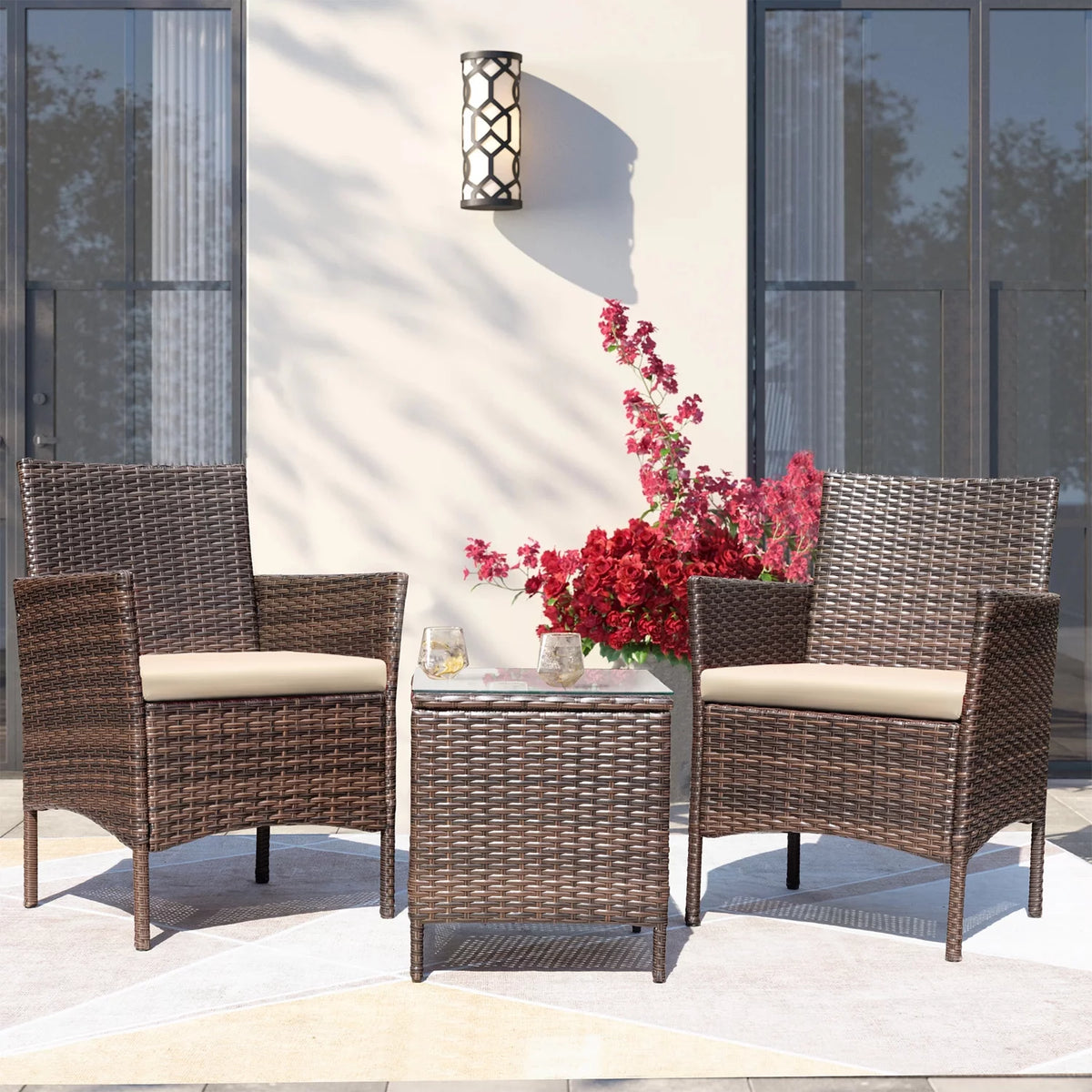 PE Rattan Set of 3 Patio Conversation Set L434200