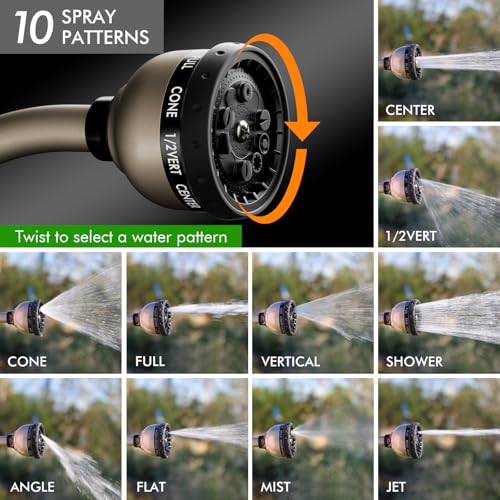 Heavy Duty Metal Garden Hose Wand with 10 Spray Patterns K3062
