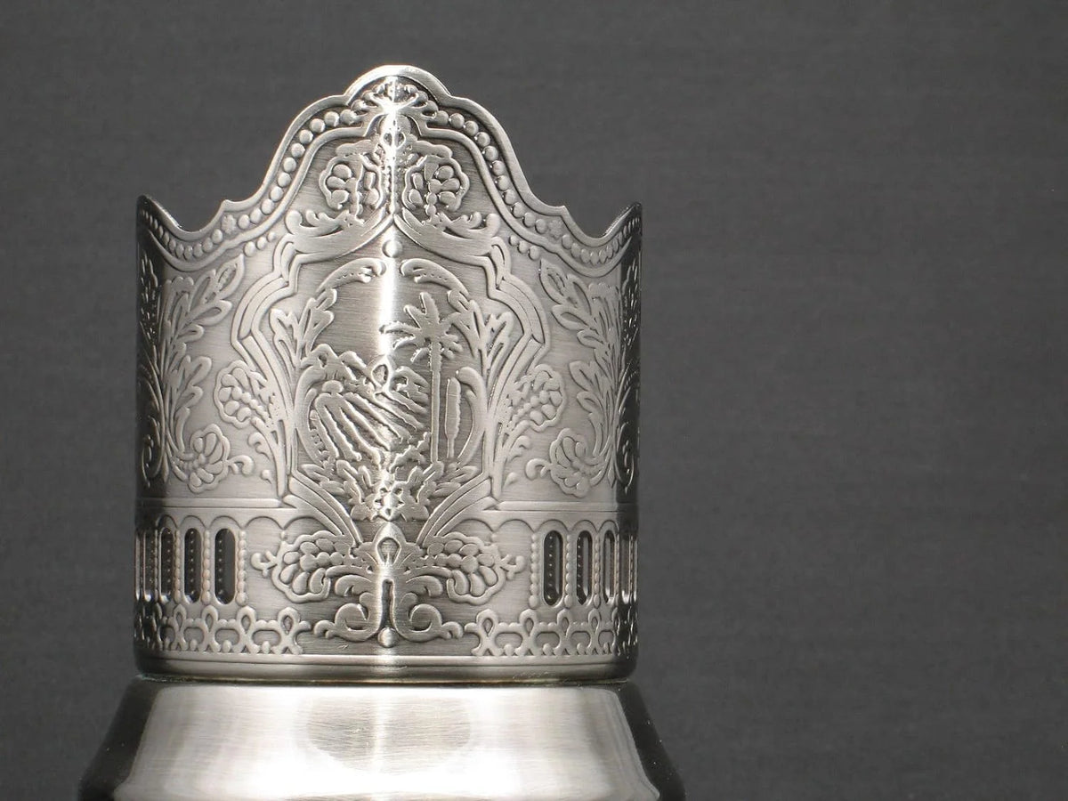 Russian Crystal Hot Tea Glass 8.5 Oz & Metal Glass Holder H853