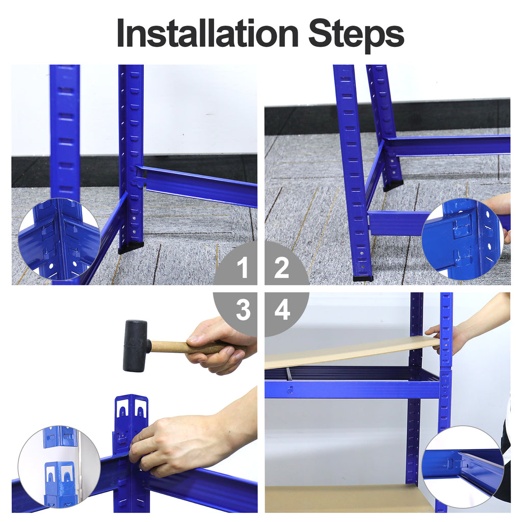 5 Tier Heavy Duty Metal Storage Shelving Unit, Blue S2896