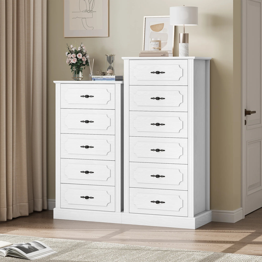 White 6 Drawer Wood Dresser S7716