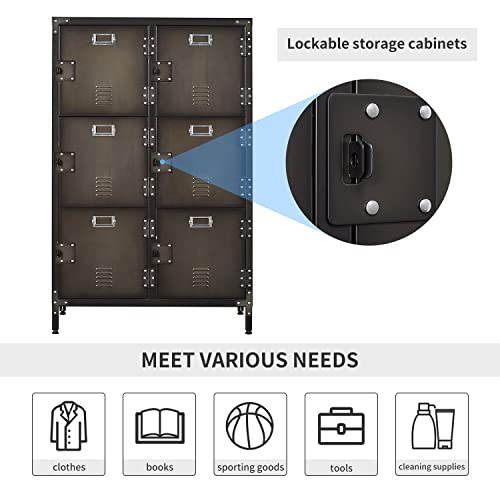 Metal Locker Storage Cabinet with 6 Lockable Doors M3631