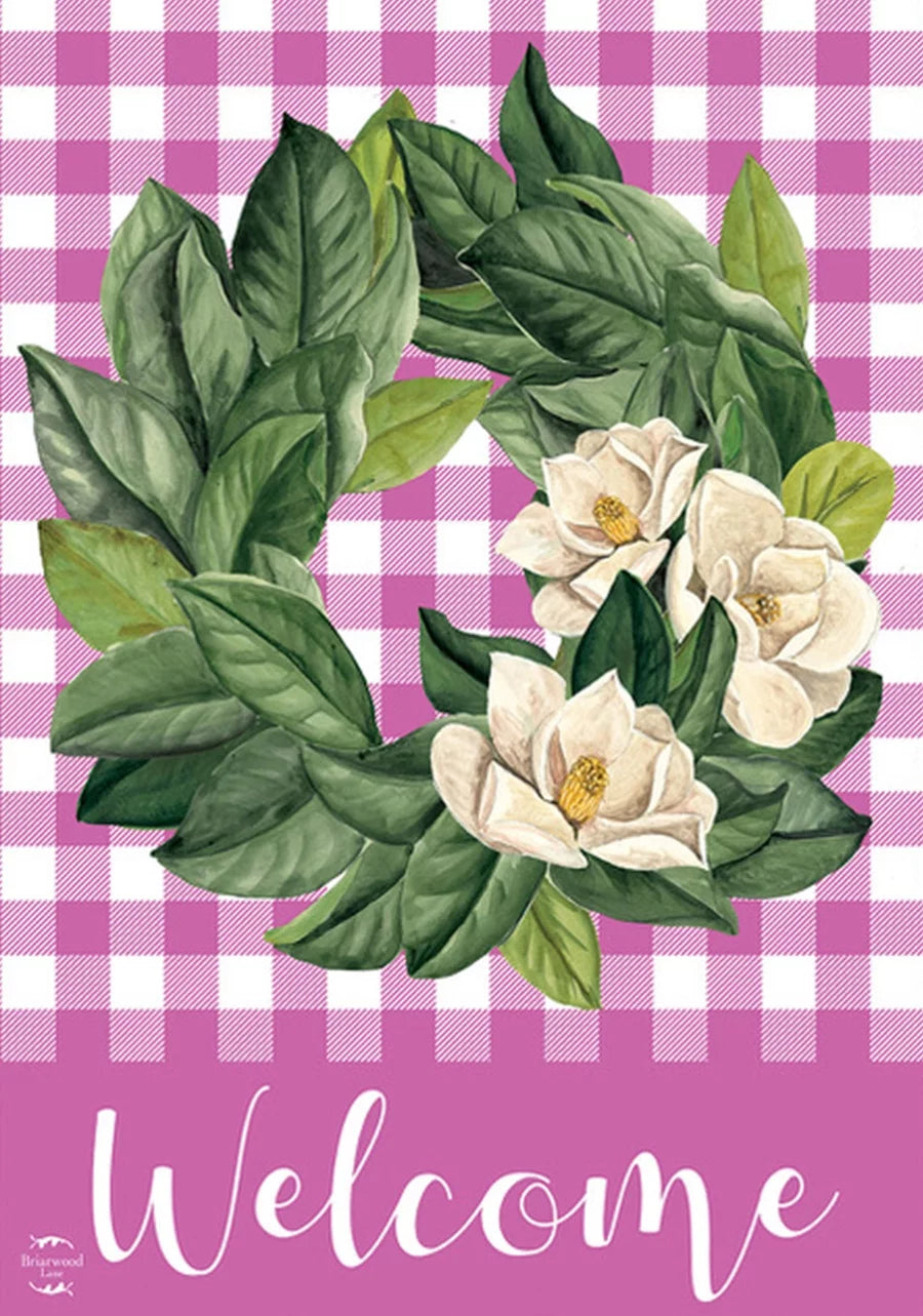 Pink Magnolia Wreath House Flag 28" x 40" A947