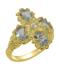 14k Yellow Gold Natural Diamond & Aquamarine Womens Engagement Ring N999