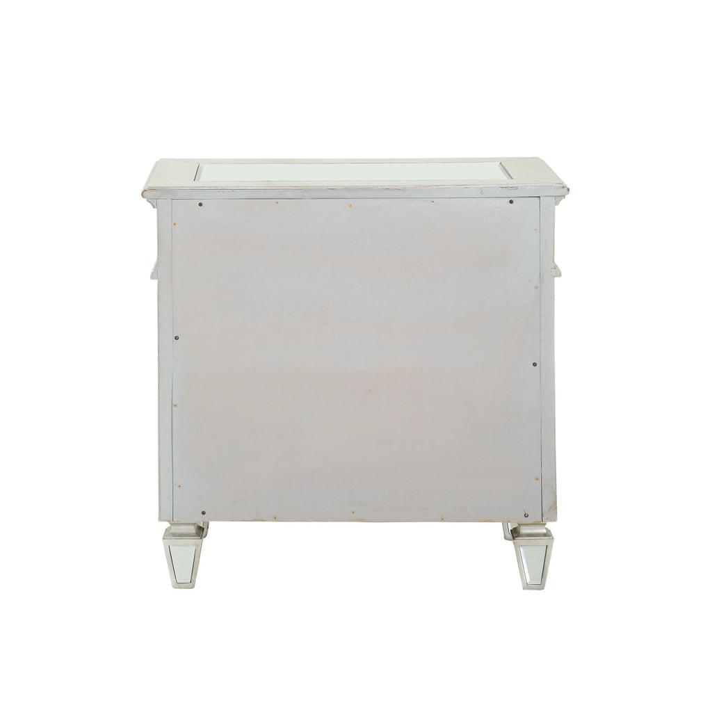 Mirrored Wood 2 Drawer Nightstand Y329