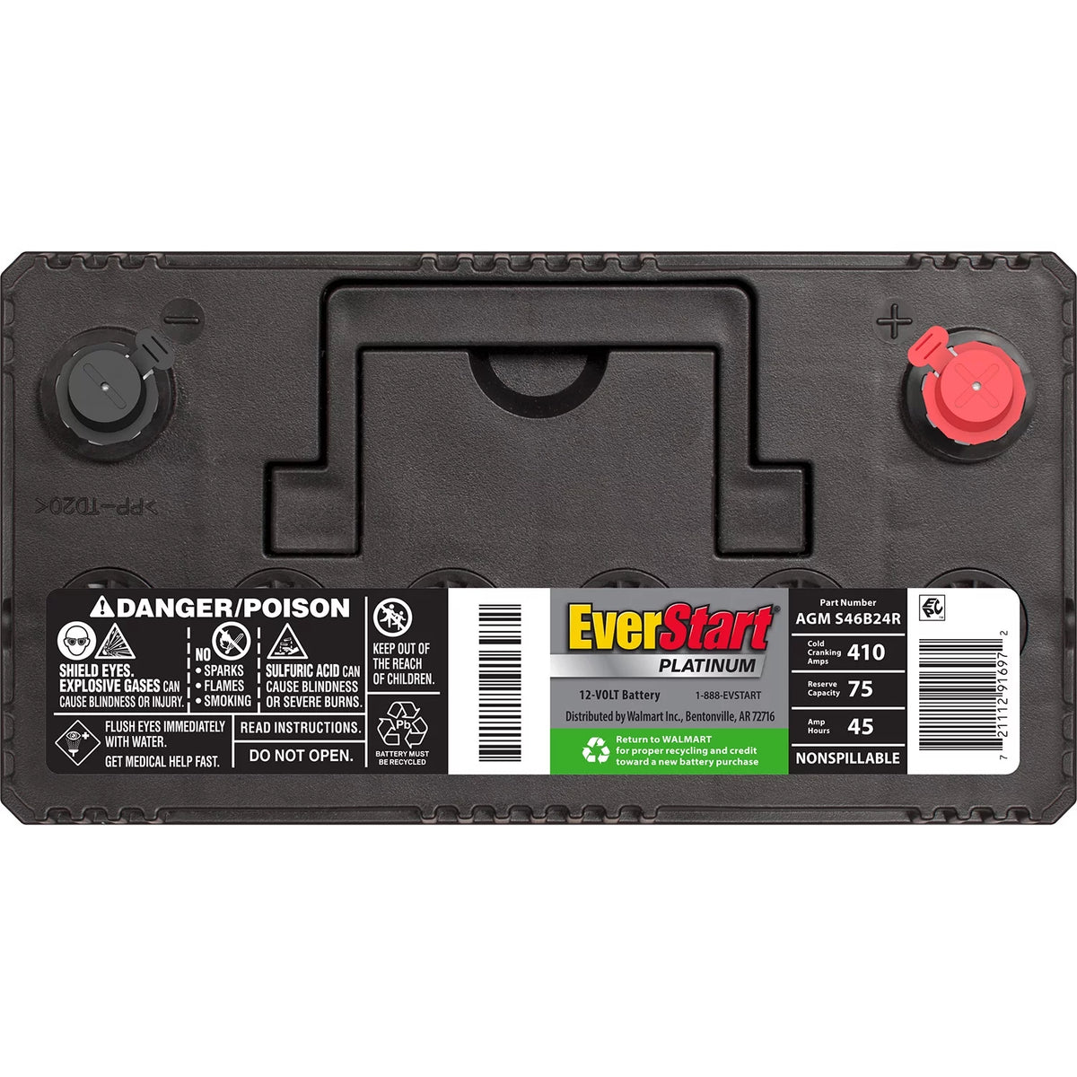 AGM Automotive Battery Group Size S46B24R 12 Volt 410 CCA U41955