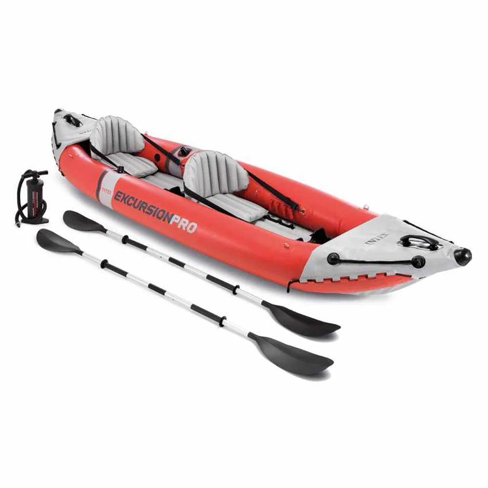 Inflatable 2 Person Vinyl Kayak with Oars & Pump, Red (2 Pack) A49817