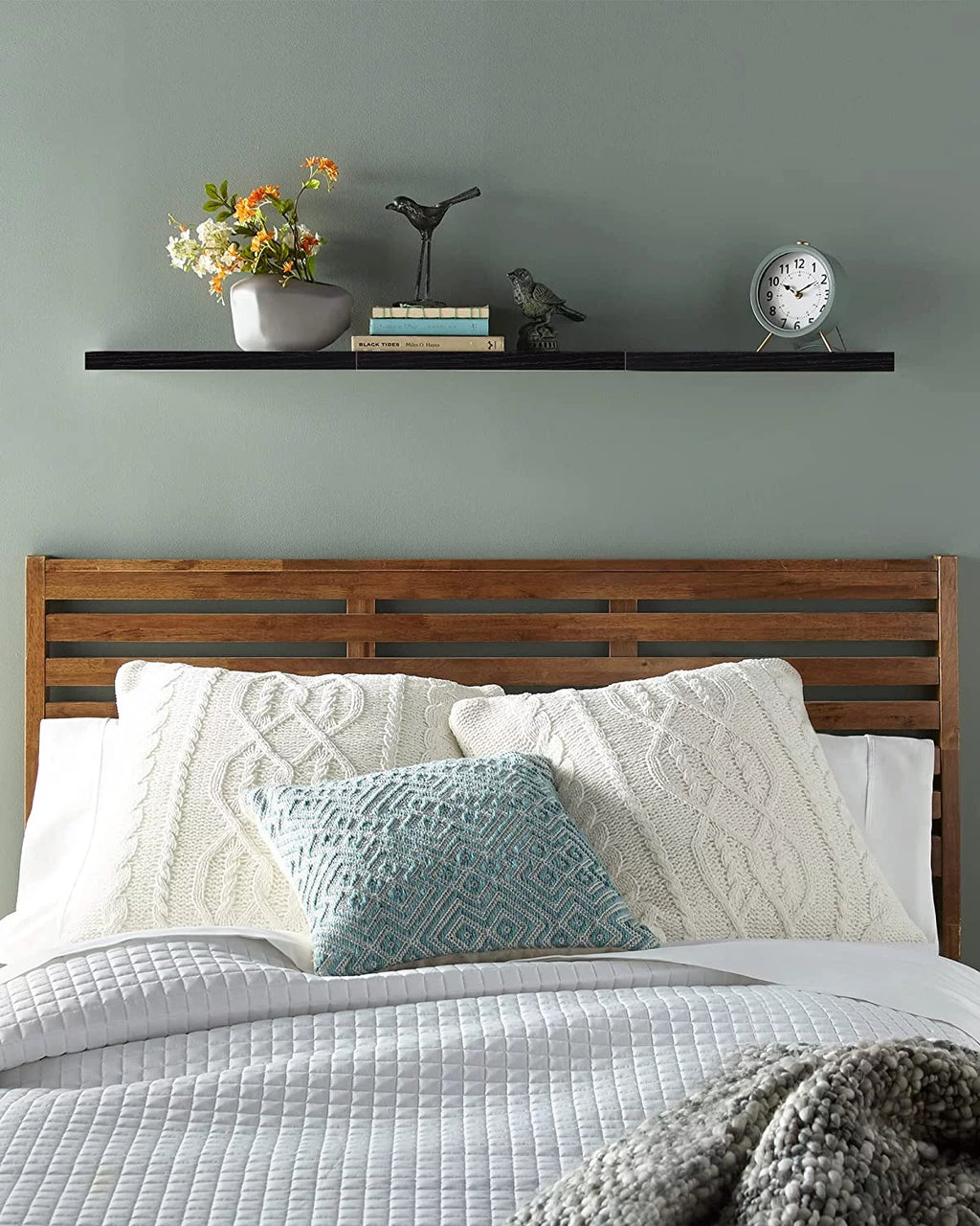 16 inch Black Wood Floating Shelves Set of 3 G2749