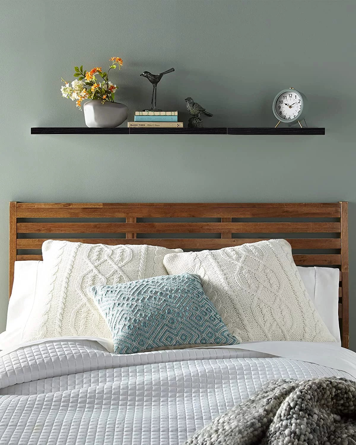 16 inch Black Wood Floating Shelves Set of 3 G2749
