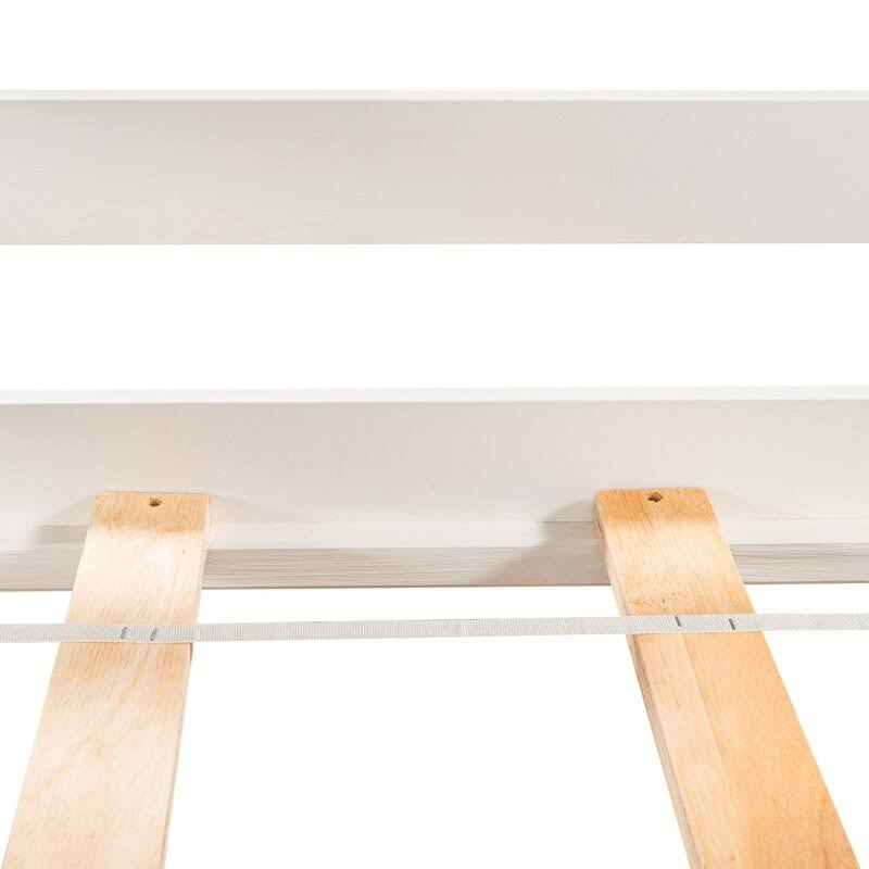 White Twin Loft Bed with Cabinet and Rolling Desk P2388