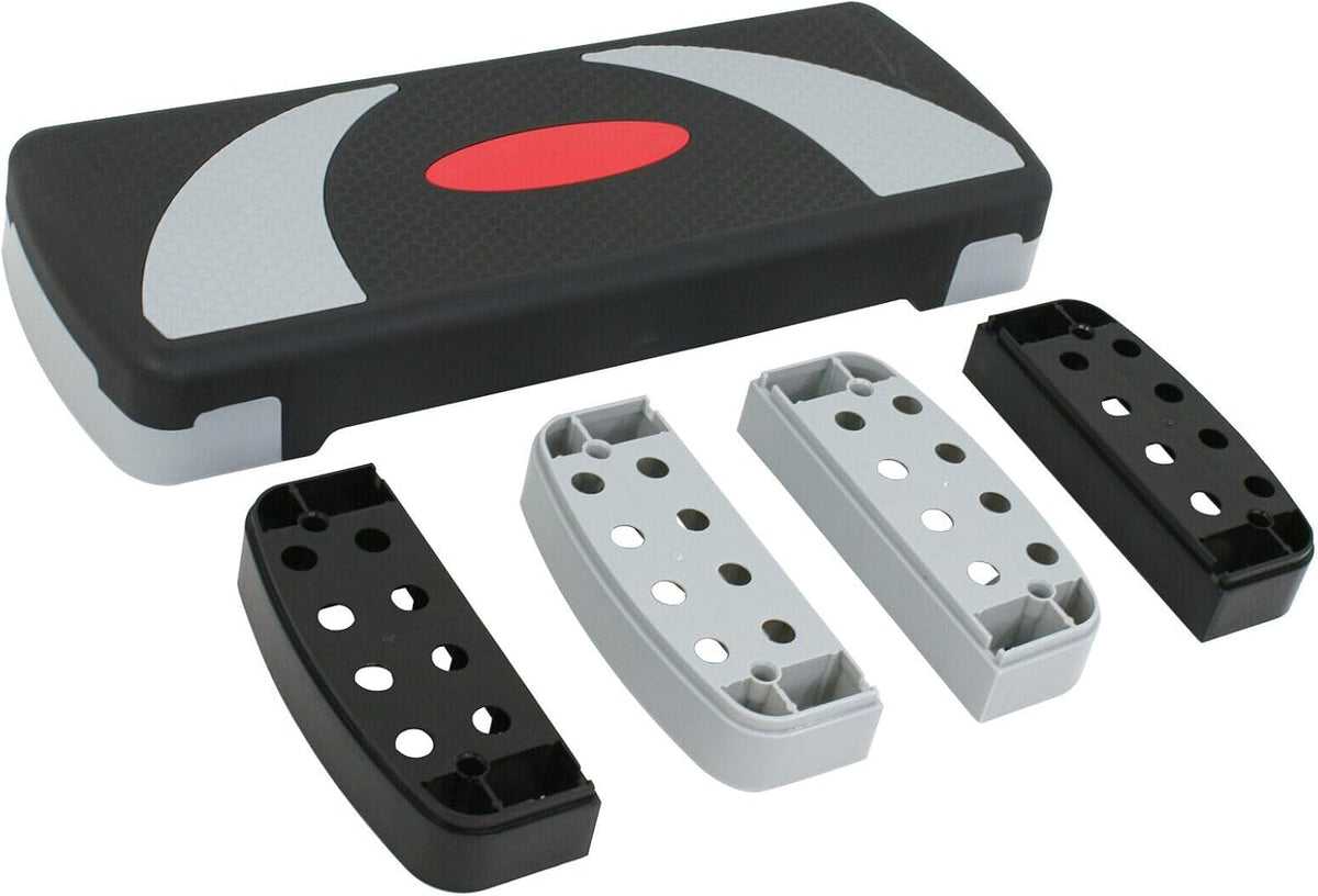 Gray Black Aerobic Step Platform Stepper Adjust 4"-6"-8" with Risers R629300