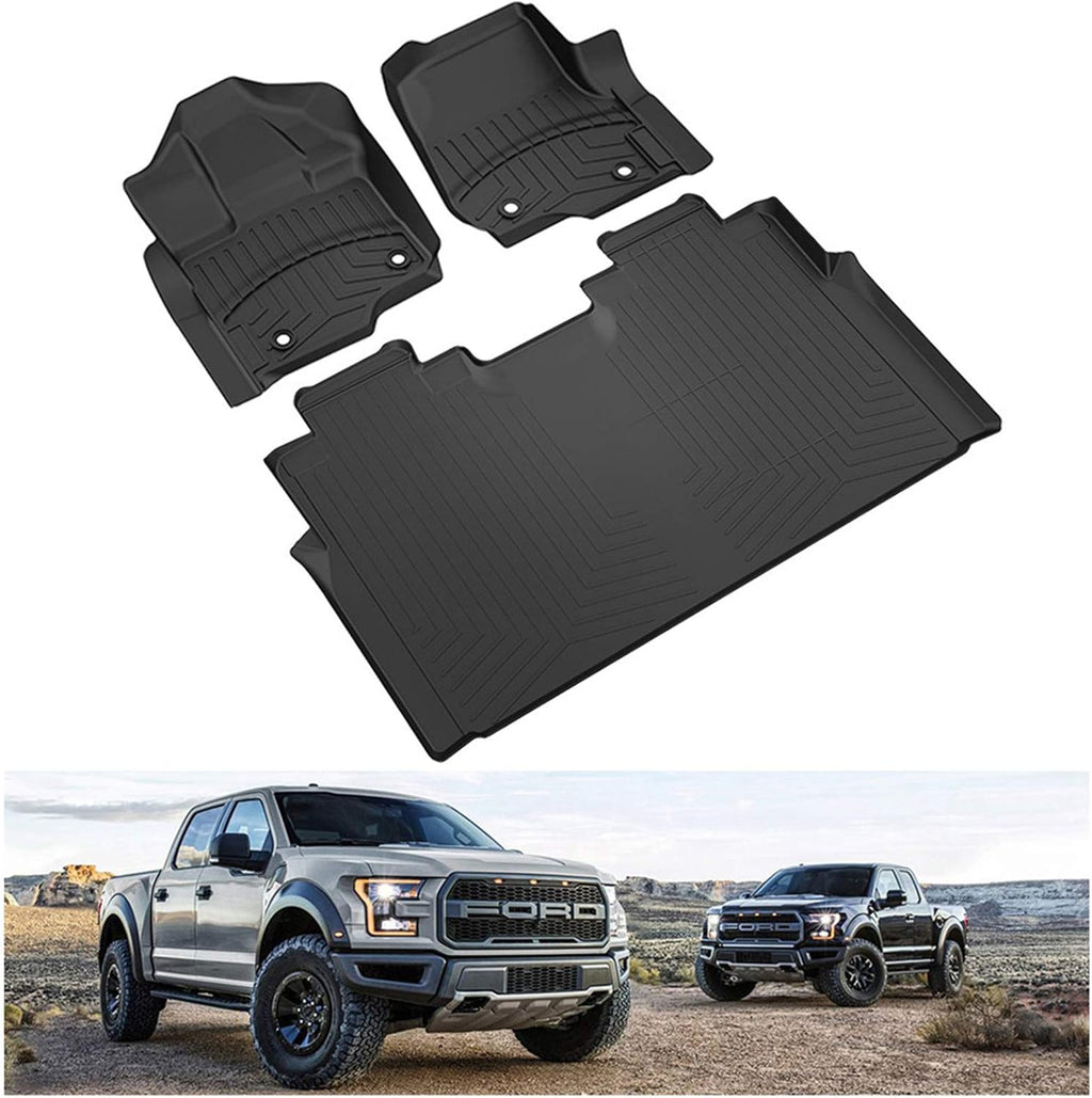 2015-2021 Ford F-150 SuperCrew Cab All Weather TPE Floor Mats Black K861580