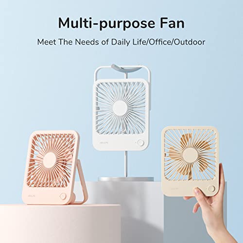 Desk Fan Battery Rechargeable, 4500mAh 180°Foldable Portable Personal Fan, 4 Speeds Adjustable White W48759