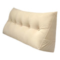 Large Beige Wedge Pillow with Removable Cover and Side Pockets L5086