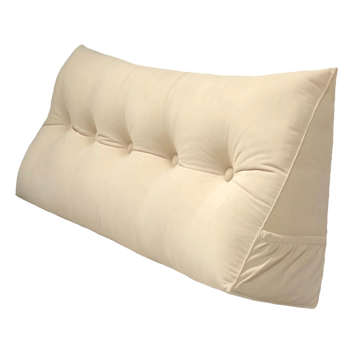 Large Beige Wedge Pillow with Removable Cover and Side Pockets L5086