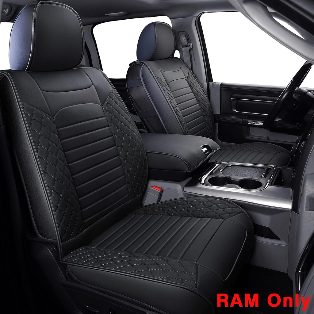 Black Waterproof Faux Leather Front Seat Covers M797608