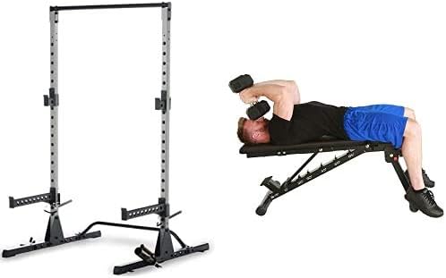 Squat Rack Power Cage with J-Hooks and Weight Plate Storage R708604
