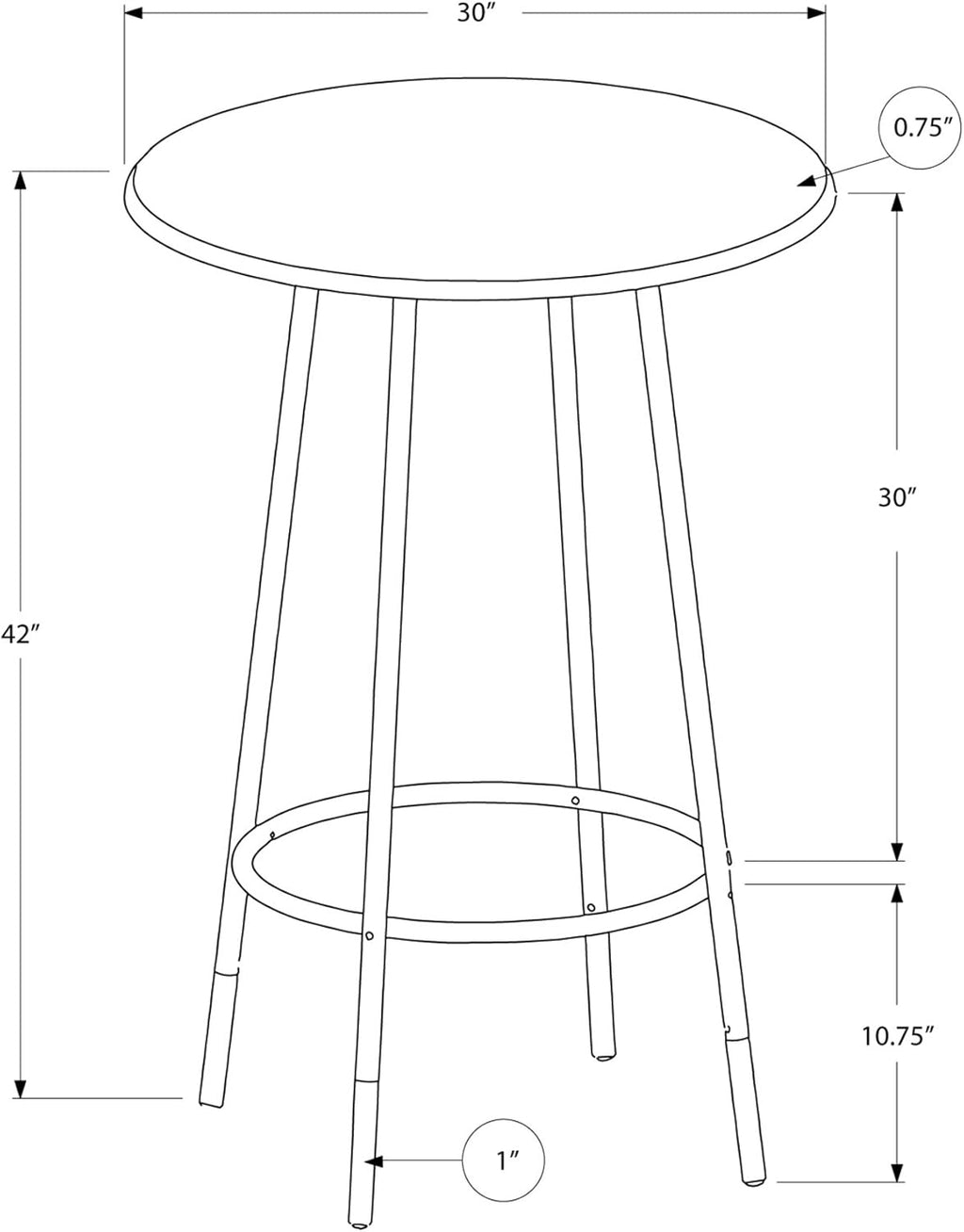 Bar Table, 30-Inch, Cappuccino/Marble/Coffee V73810