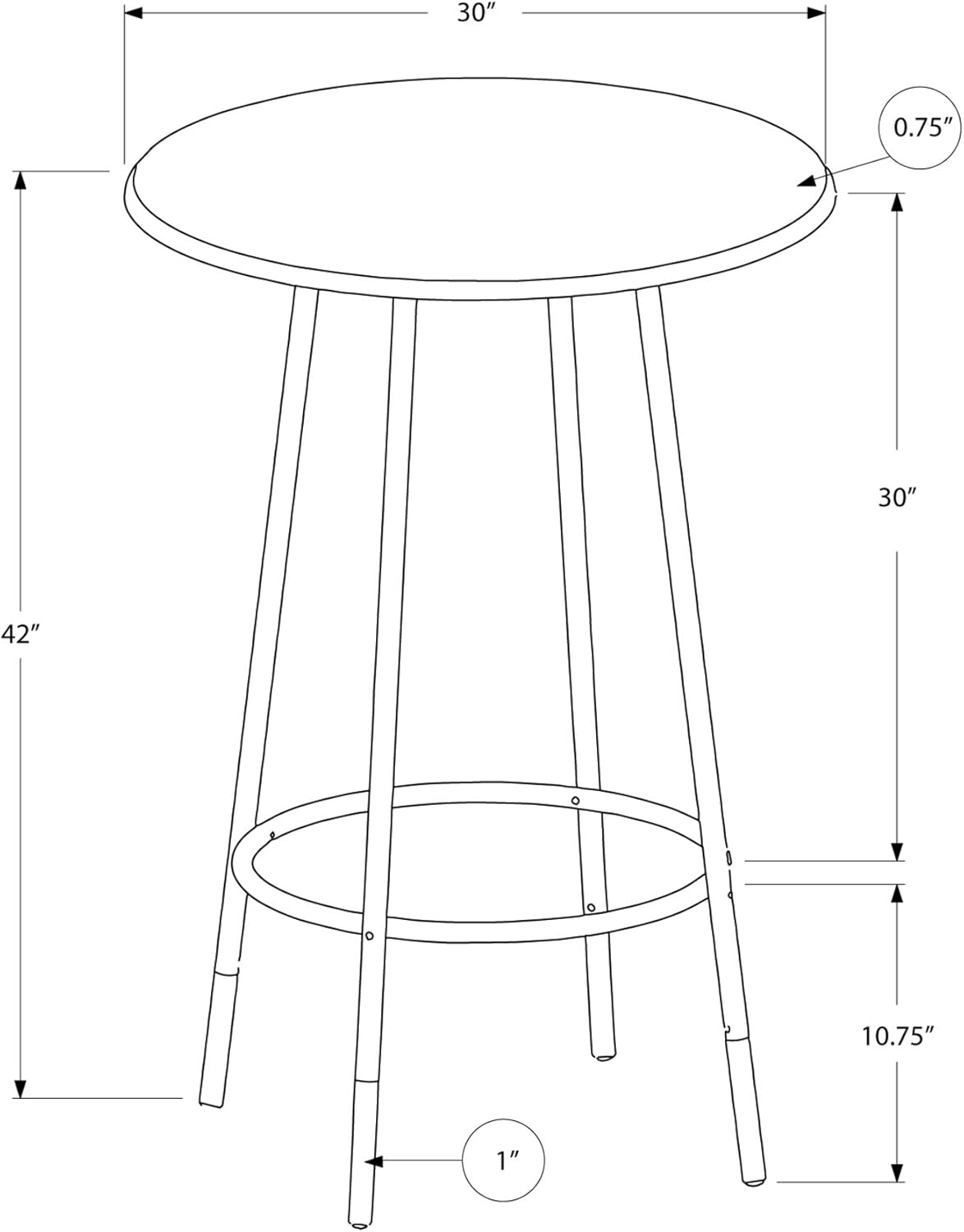 Bar Table, 30-Inch, Cappuccino/Marble/Coffee V73810