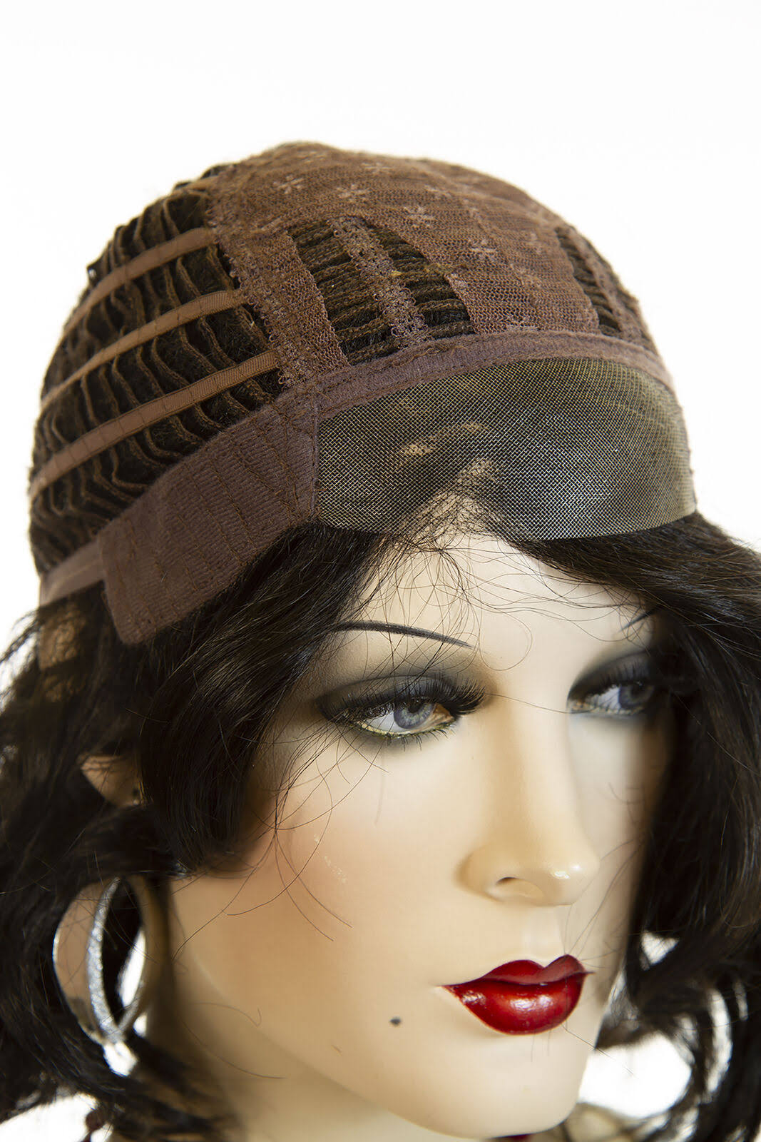 Dark Brown Dark Auburn Wavy Straight Wigs A66066