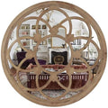 Rustic 30" Round Wall Mirror Wood Frame P45611