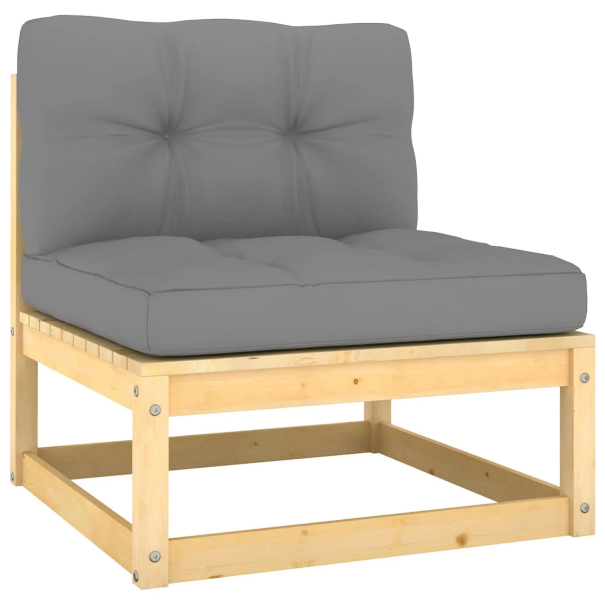 13 Piece Gray Cushioned Pinewood Sectional Outdoor Furniture Set W6937