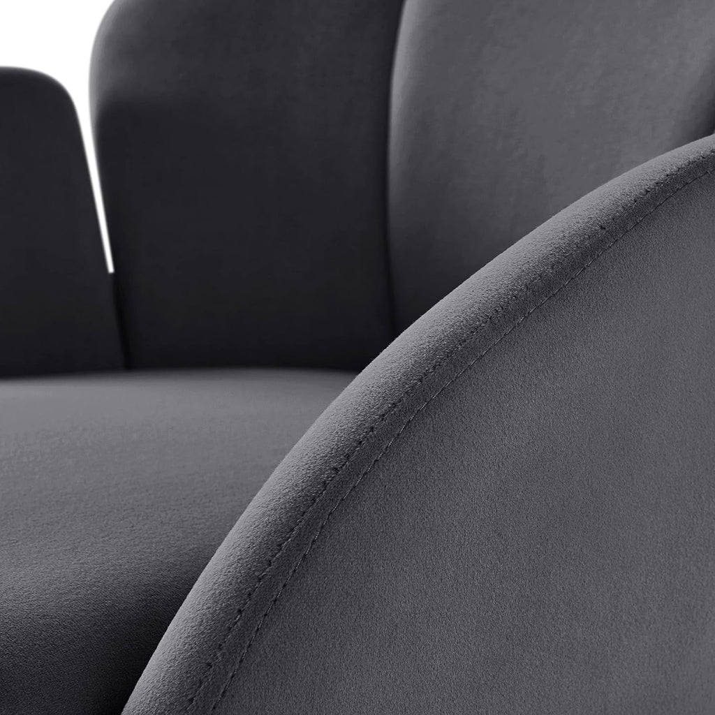 Dark Gray Velvet Barrel Accent Chair S3497
