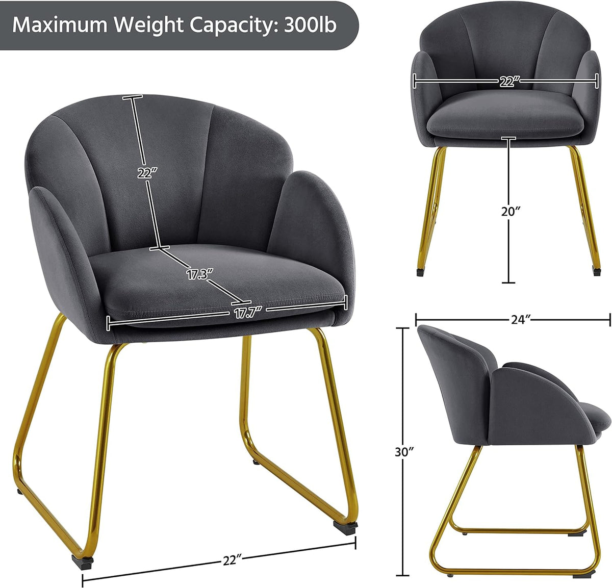Dark Gray Velvet Barrel Accent Chair S3497