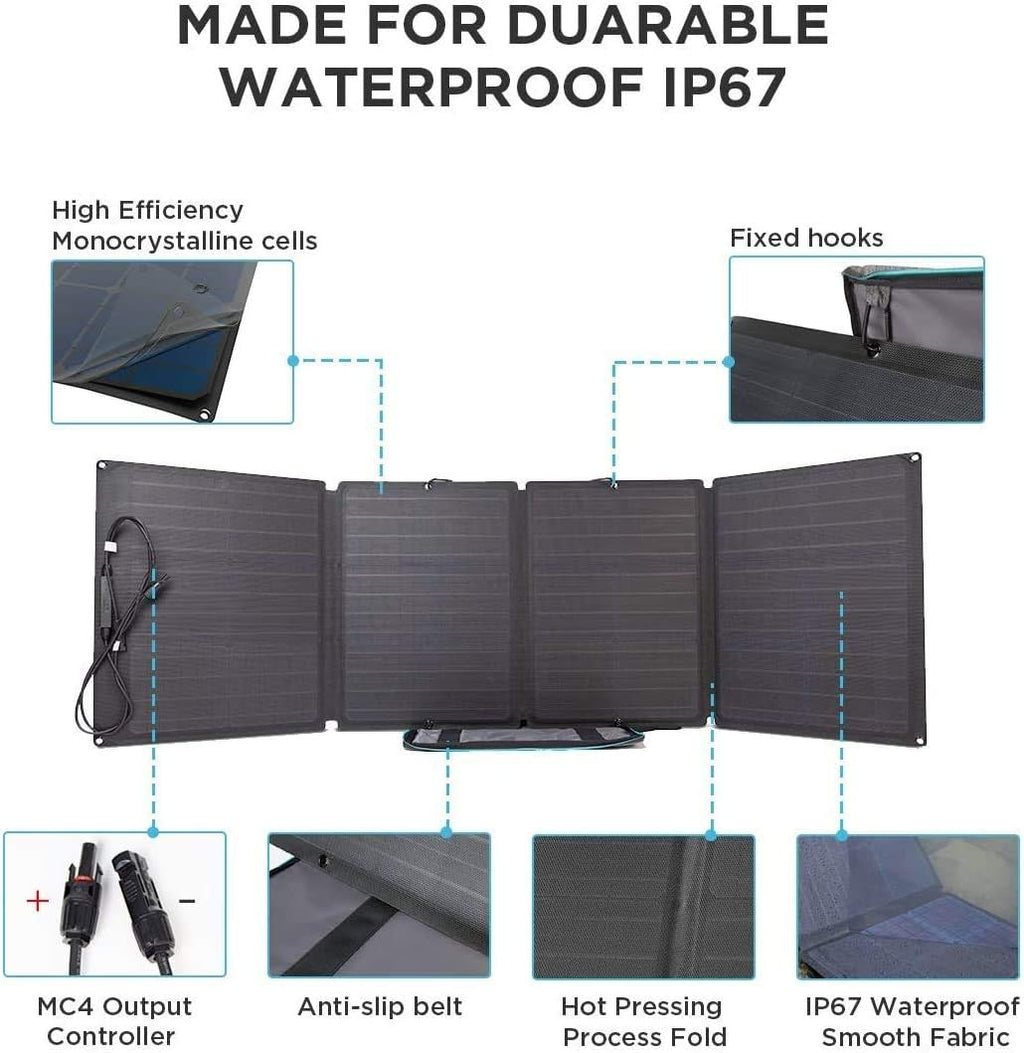 1260Wh Solar Generator with 110W Solar Panel, 1800W AC Outlets, Portable Power Station B781771