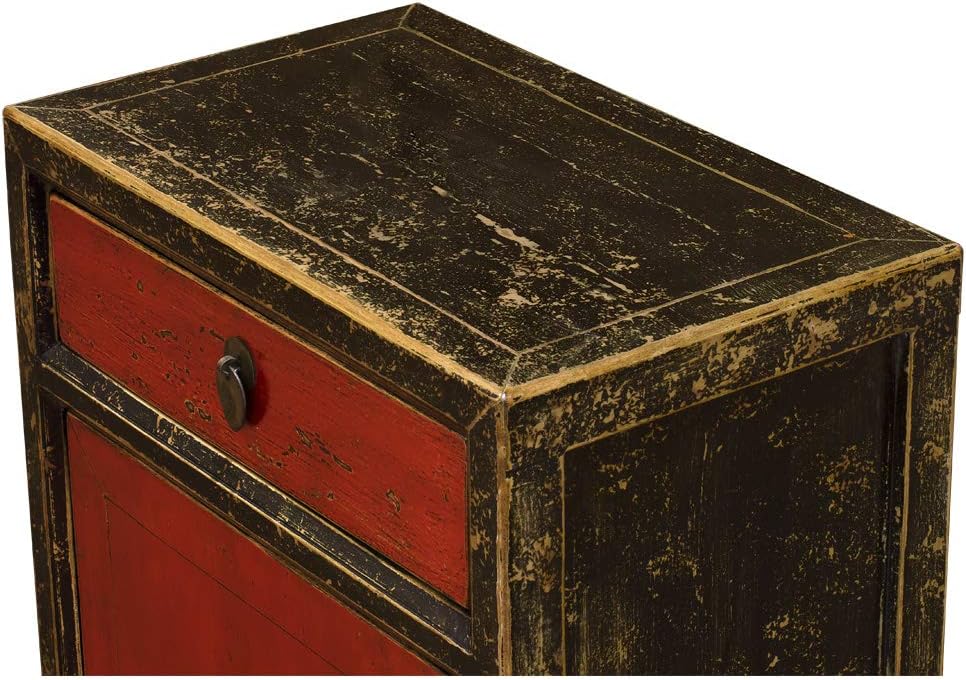 Distressed Red and Black Chinese Cabinet P6592