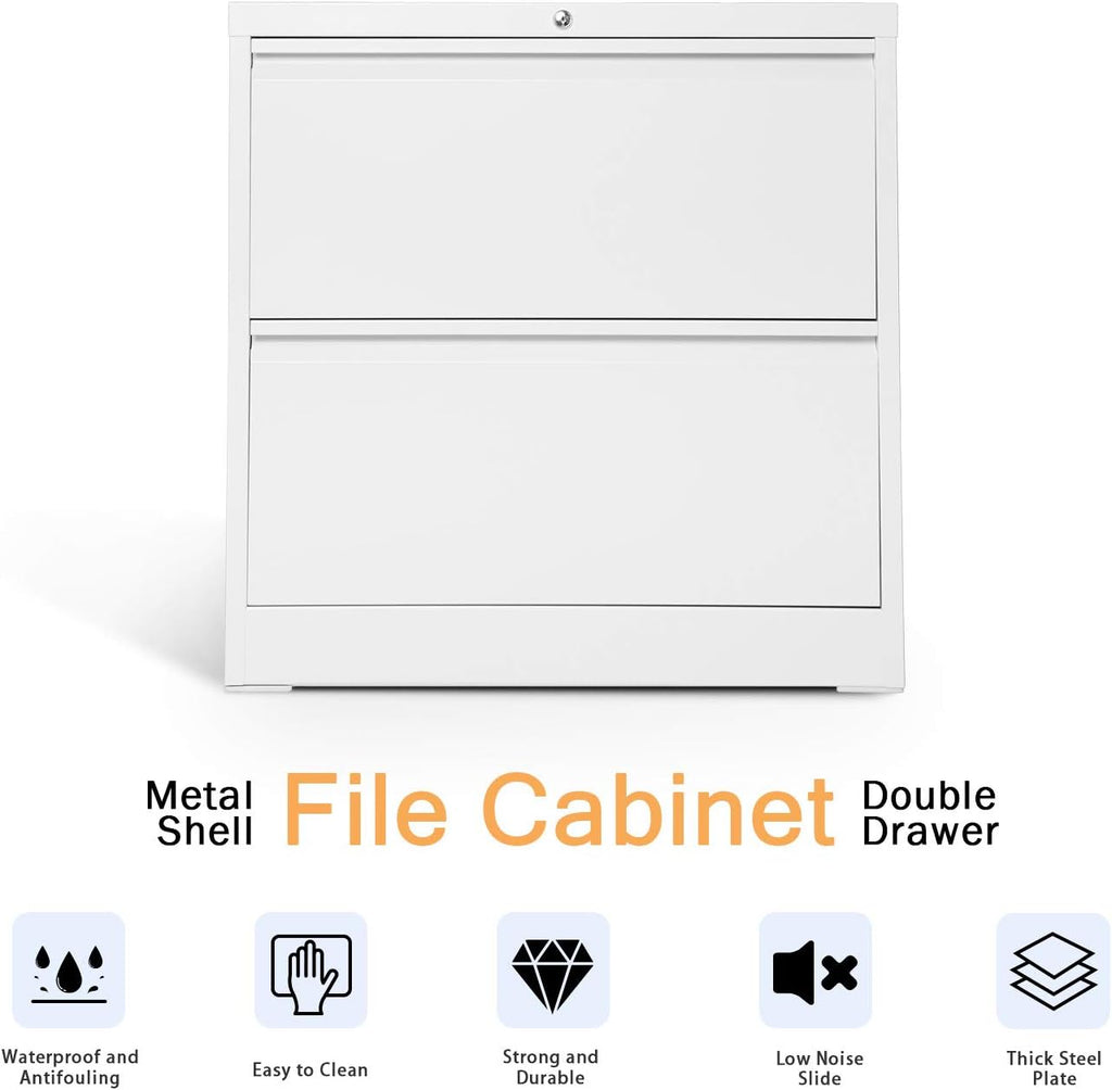 2 Drawer Metal Lateral File Cabinet with Lock V2887