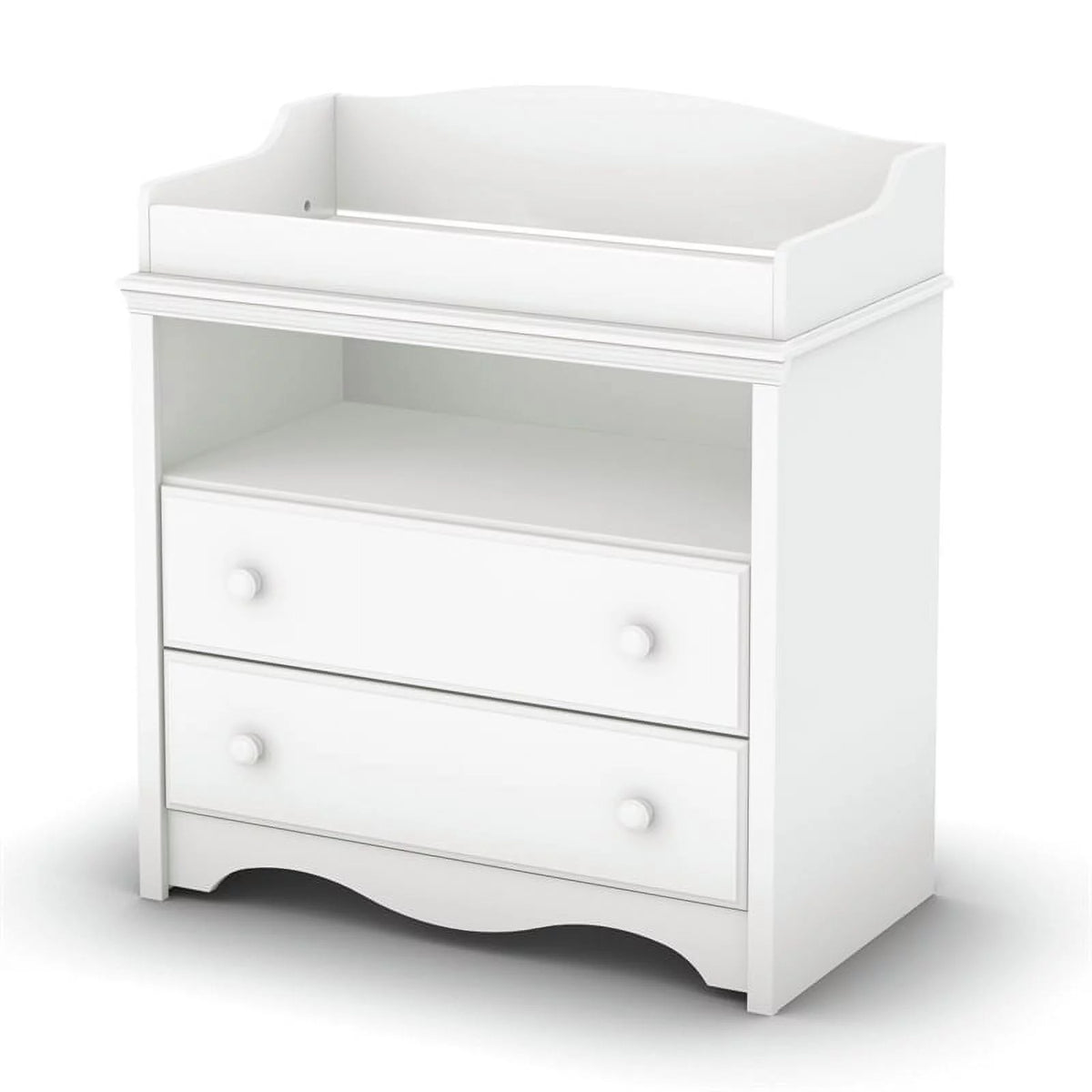 Crib and Toddler Bed and Changing Table and 5 Drawer Dresser Set in Pure White Z132