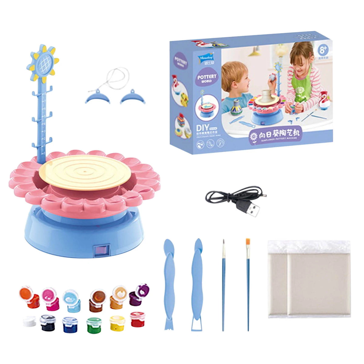 DIY Handmade Creative Soft Slime Electric Pottery Wheel Art Craft Kit Machine X433